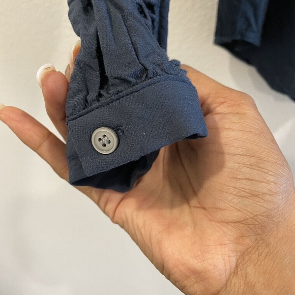 Ann Taylor LOFT Blouse Womens Small Arm Cutout Blue Long Sleeve - Picture 7 of 11